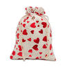 4" x 6" Cotton Muslin Red Heart Drawstring Gift Bags