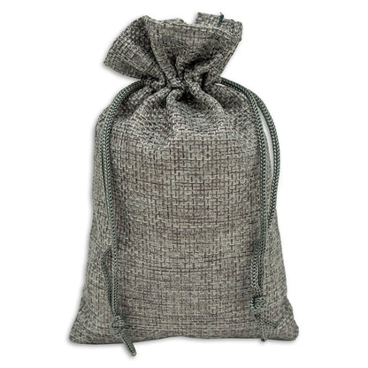 4" x 6" Gray Linen Burlap Drawstring Gift Bags