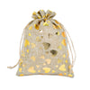4" x 6" Jute Burlap Gold Heart Drawstring Gift Bags