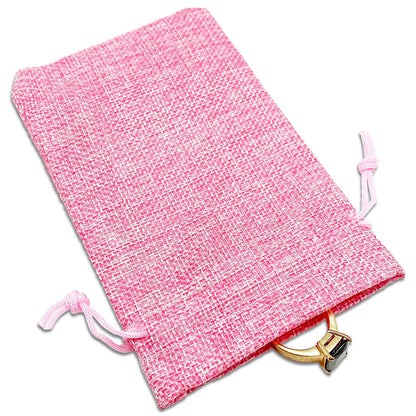 4" x 6" Pink Linen Burlap Drawstring Gift Bags