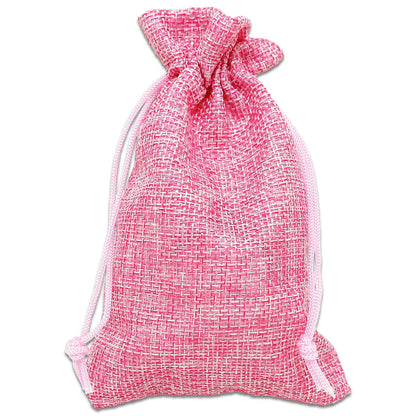 4" x 6" Pink Linen Burlap Drawstring Gift Bags