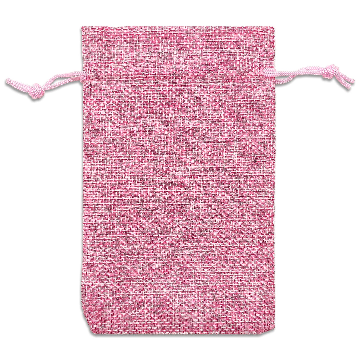 4" x 6" Pink Linen Burlap Drawstring Gift Bags