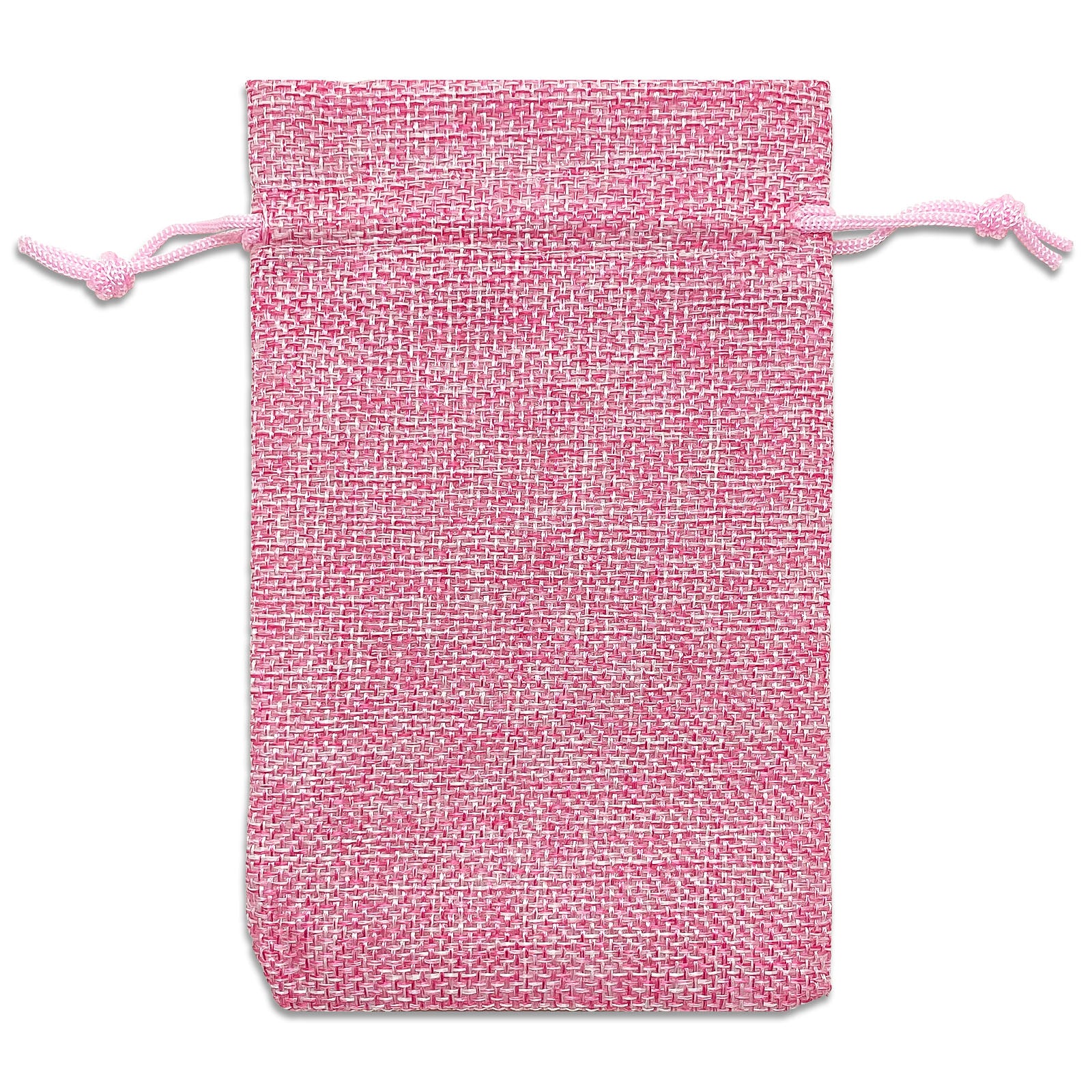 4" x 6" Pink Linen Burlap Drawstring Gift Bags