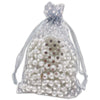 Silver with Silver Polka Dot Organza Drawstring Pouch Gift Bags