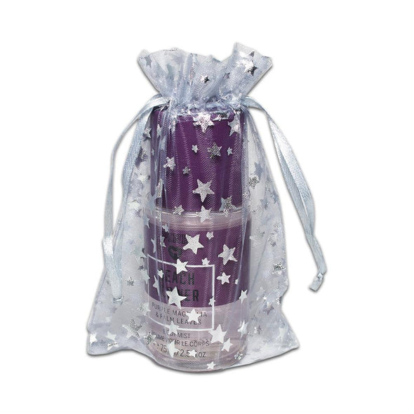 Silver with Silver Star Organza Drawstring Pouch Gift Bags