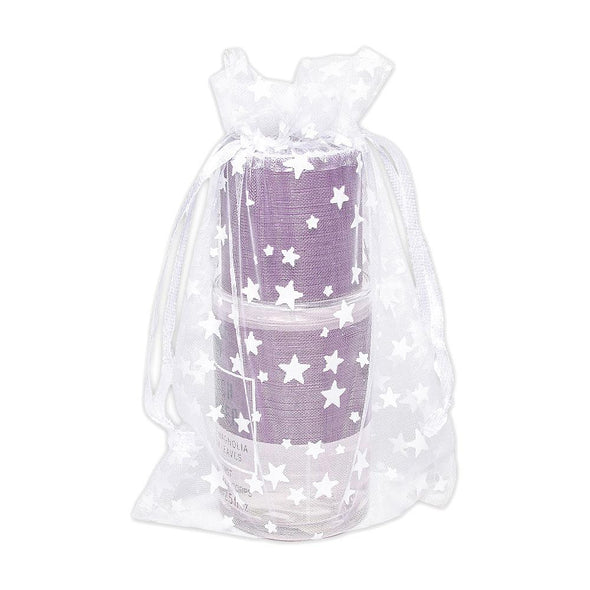 White with White Star Organza Drawstring Pouch Gift Bags