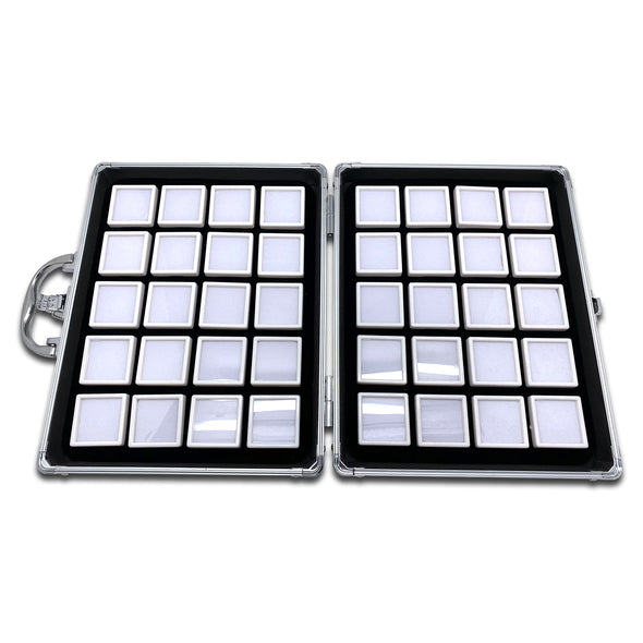 40 White Gem Boxes with Aluminum Display Case