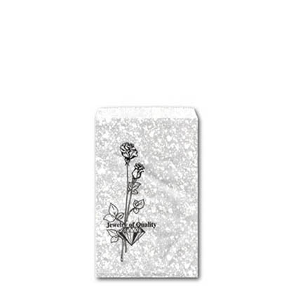 5" x 7" Silver Paper Gift Jewelry Merchandise Rose Bag