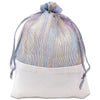Iridescent Organza and White Linen Drawstring Pouch Gift Bags