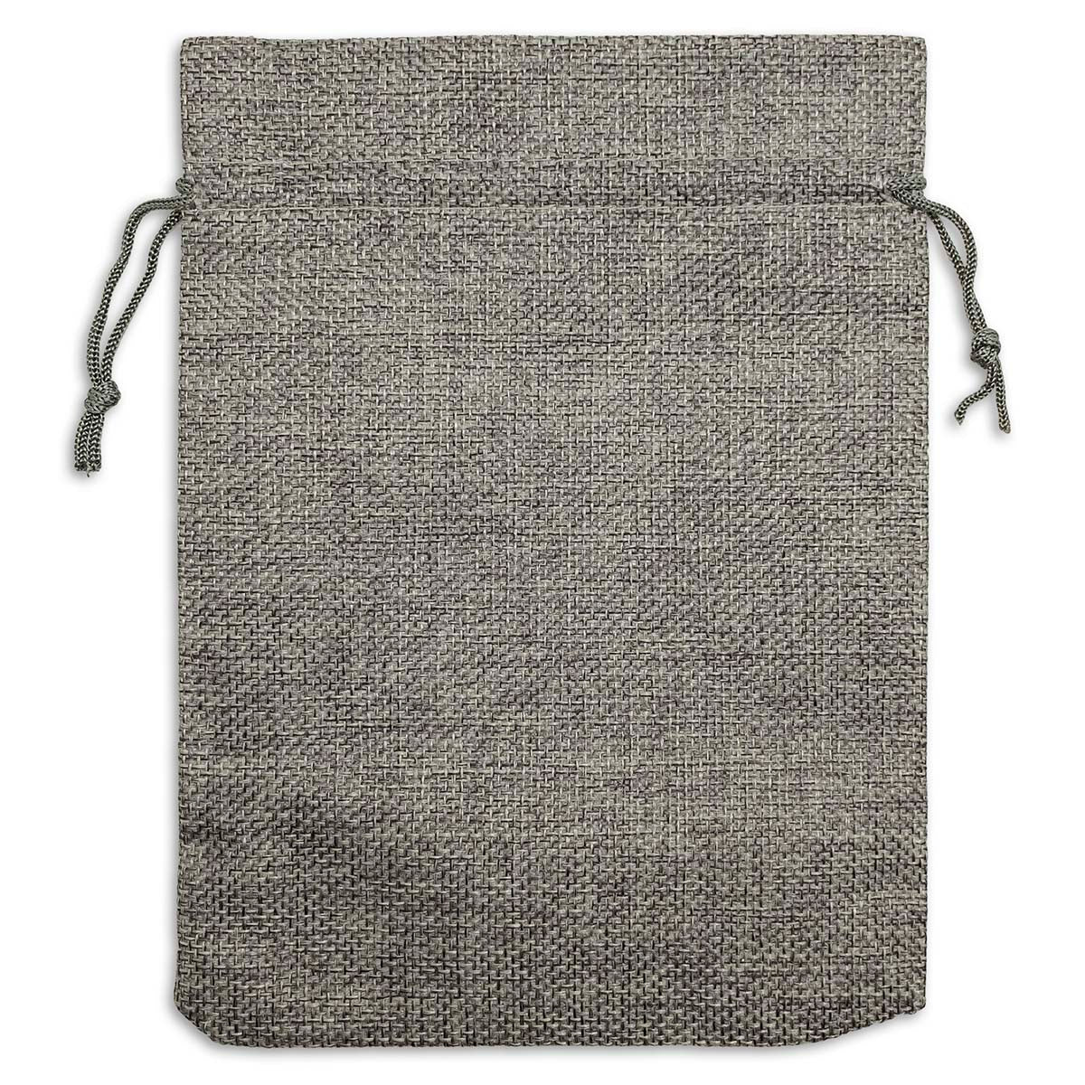 5 1/2" x 7 3/4" Gray Linen Burlap Drawstring Gift Bags
