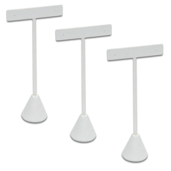 3 Pack of 5 3/4" White Leatherette T-Shape Earring Display Stands