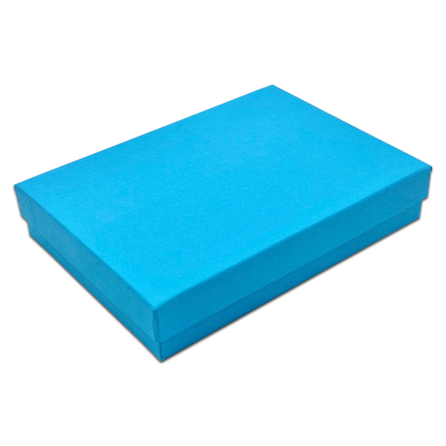 5 7/16" x 3 15/16" x 1" Azure Blue Cotton Filled Paper Box