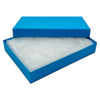 5 7/16" x 3 15/16" x 1" Azure Blue Cotton Filled Paper Box (25-Pack)