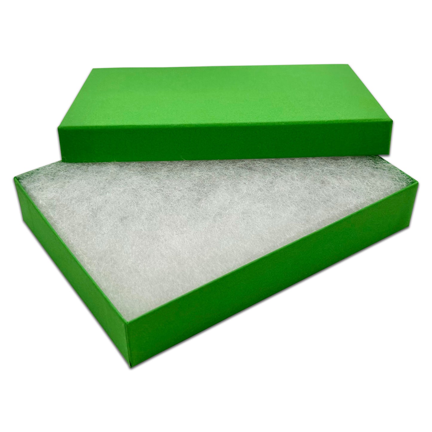 5 7/16" x 3 15/16" x 1" Light Green Cotton Filled Paper Box