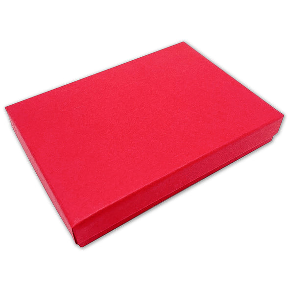 5 7/16" x 3 15/16" x 1" Matte Red Cotton Filled Paper Box