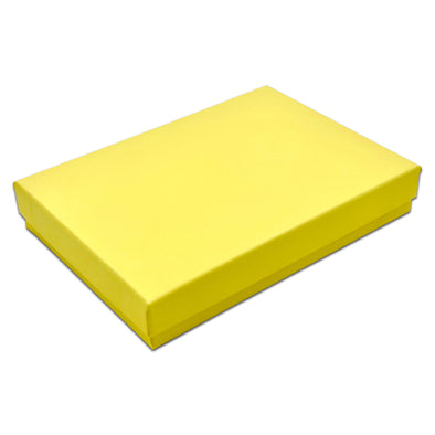 5 7/16" x 3 15/16" x 1" Mustard Yellow Cotton Filled Paper Box (25-Pack)