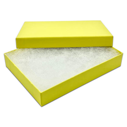 5 7/16" x 3 15/16" x 1" Mustard Yellow Cotton Filled Paper Box
