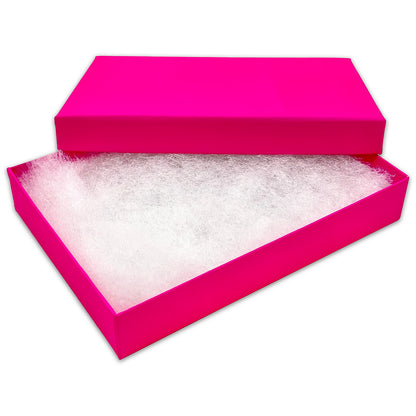 5 7/16" x 3 15/16" x 1" Neon Fuchsia Cotton Filled Paper Box