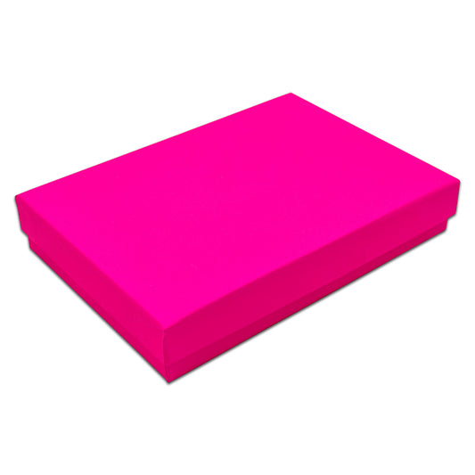 5 7/16" x 3 15/16" x 1" Neon Fuchsia Cotton Filled Paper Box