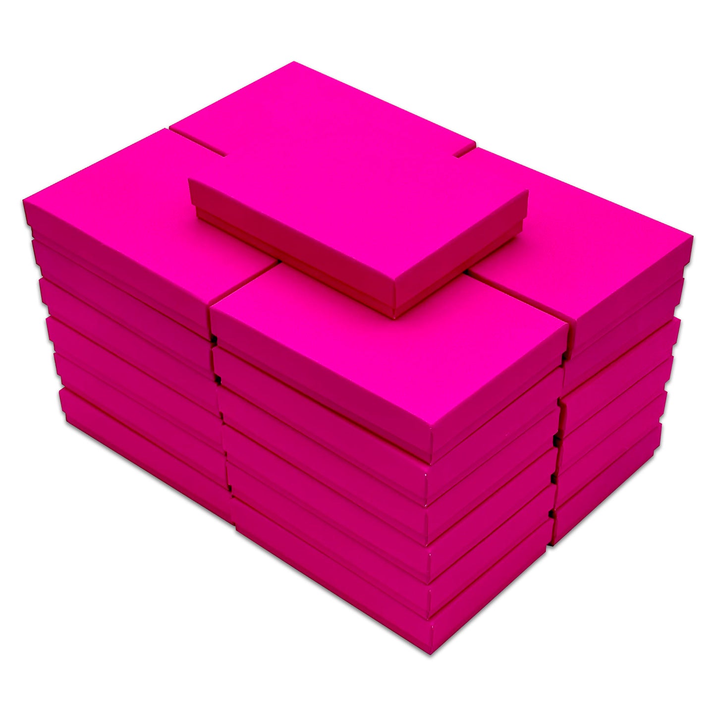 5 7/16" x 3 15/16" x 1" Neon Fuchsia Cotton Filled Paper Box