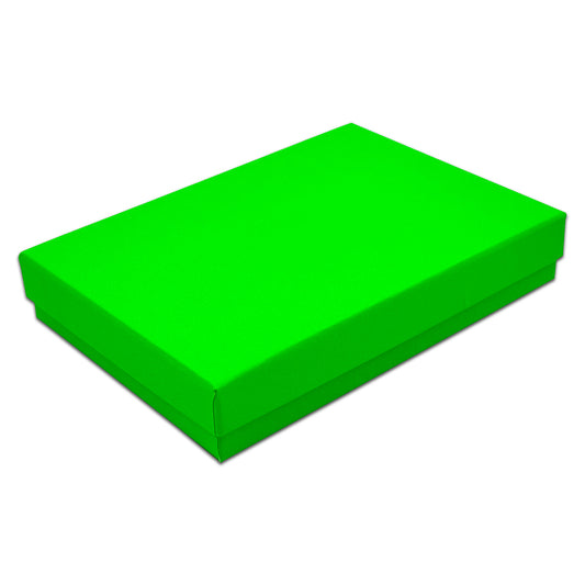 5 7/16" x 3 15/16" x 1" Neon Green Cotton Filled Paper Box