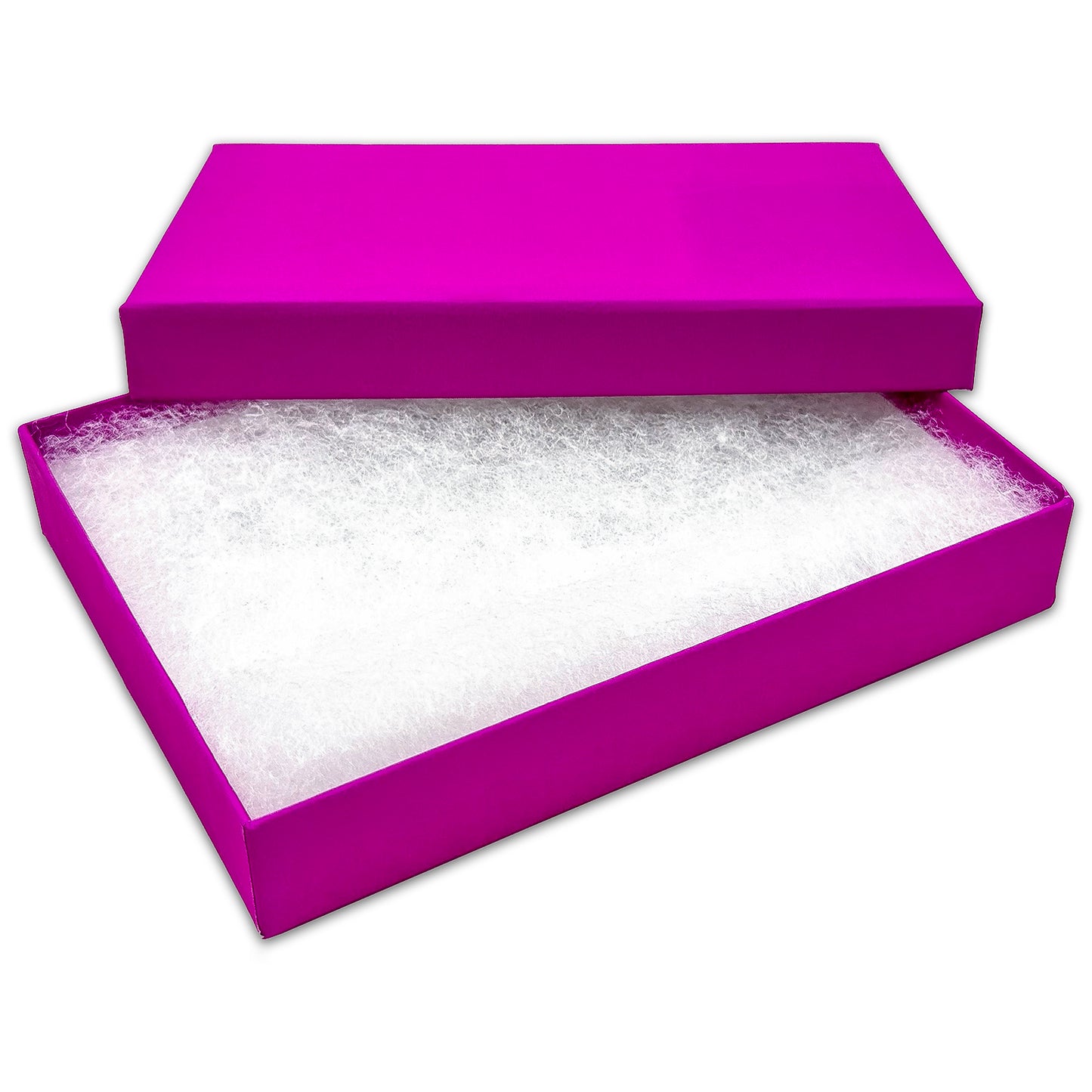 5 7/16" x 3 15/16" x 1" Neon Purple Cotton Filled Paper Box