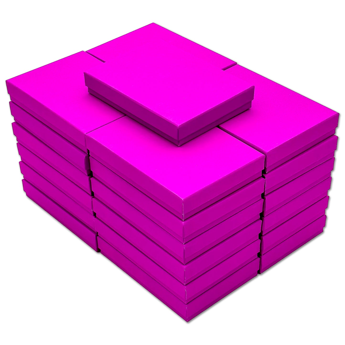 5 7/16" x 3 15/16" x 1" Neon Purple Cotton Filled Paper Box