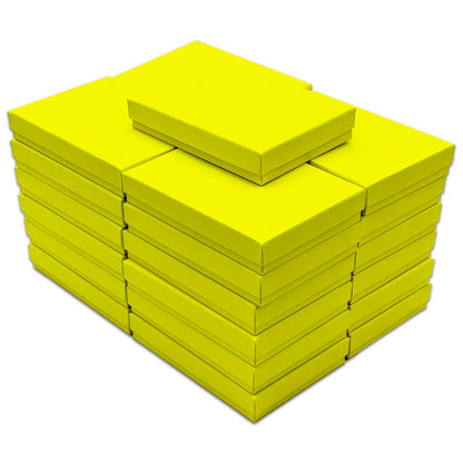 5 7/16" x 3 15/16" x 1" Neon Yellow Cotton Filled Paper Box
