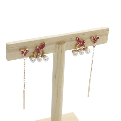 5" Natural Wood 2 Pair Earring T-Stand
