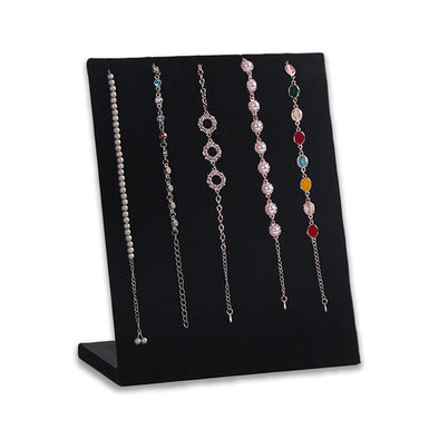 5 Slit Black Velvet Necklace and Bracelet Self-Standing Display