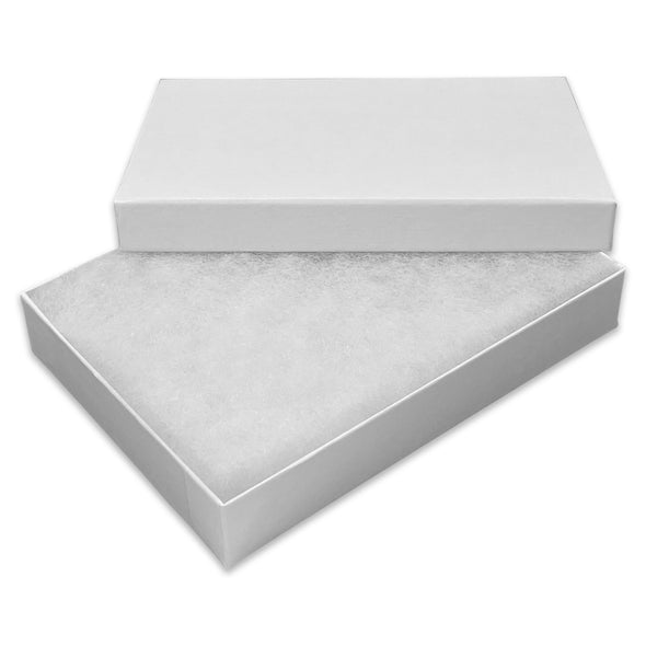 5" x 4" x 1" Polished White Cotton Filled Paper Box