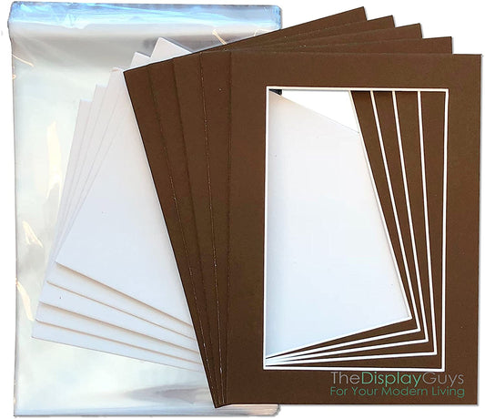 5" x 7" 25 Pack of Brown Mat Boards, Backing Boards and Plastic Bags