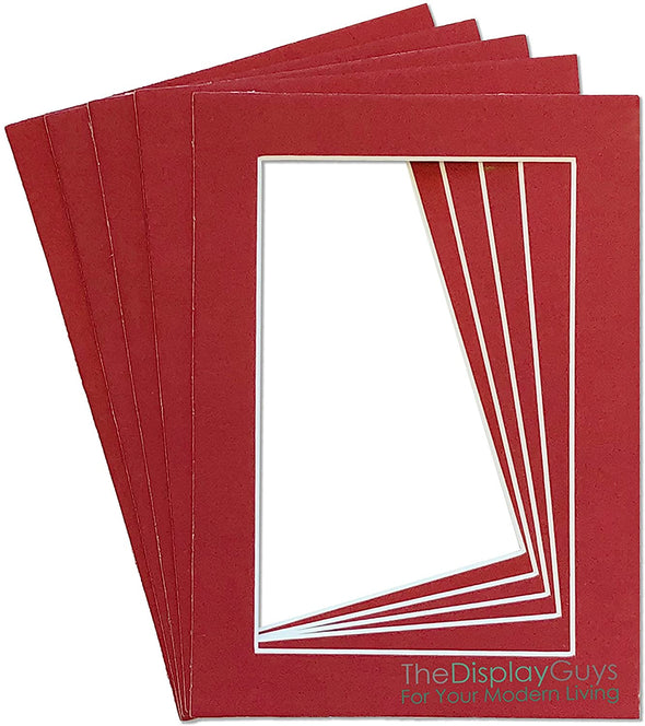 5" x 7" 25 Pack of Red Mat Boards, Backing Boards and Plastic Bags