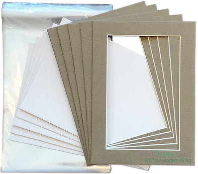 5" x 7" 25 Pack of Textured Gray Mat Boards, Backing Boards and Plastic Bags