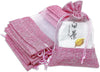 5" x 7" Linen Burlap and Sheer Organza Pink Gift Bag