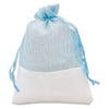 Light Blue Organza and White Linen Drawstring Pouch Gift Bags