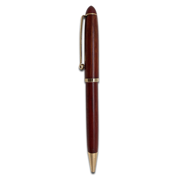 6 1/2" Rosewood Ballpoint Pen with Gold Clip