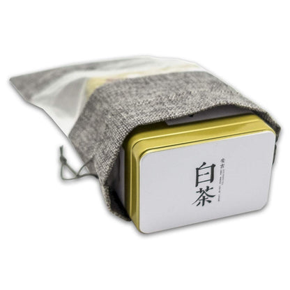 6 1/4" x 9" Linen Burlap and Sheer Organza Gray Gift Bag