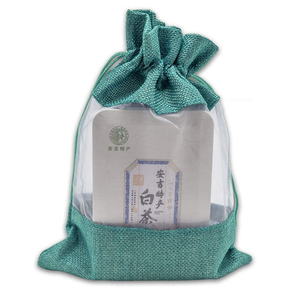6 1/4" x 9" Linen Burlap and Sheer Organza Teal Blue Gift Bag