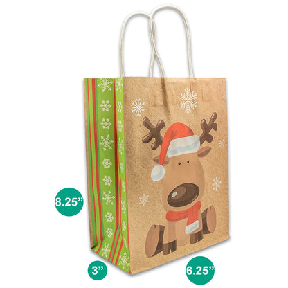Kraft Paper Christmas Reindeer Shopping Gift Bags