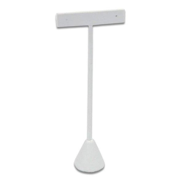 6 3/4" Single White Leatherette T-Shape Earring Display Stand
