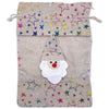 6 Pack of Cotton Muslin Santa Claus Rainbow Star Christmas Drawstring Gift Bags