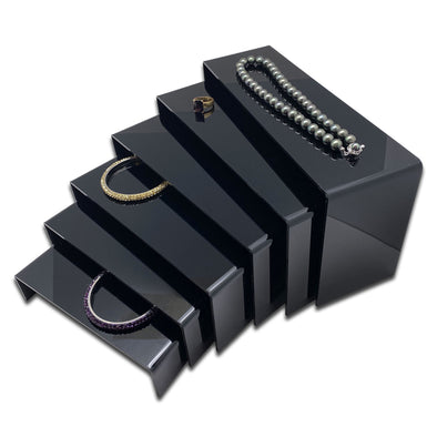 6 Piece Black Acrylic Jewelry Display Riser Set