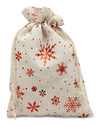 6" x 8" Cotton Muslin Red Snowflake Drawstring Gift Bags