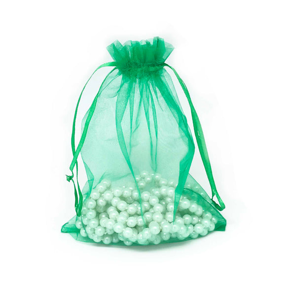 Light Green Organza Drawstring Pouches