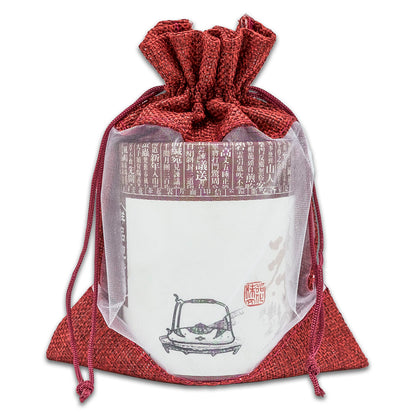 6" x 8" Linen Burlap and Sheer Organza Maroon Gift Bag