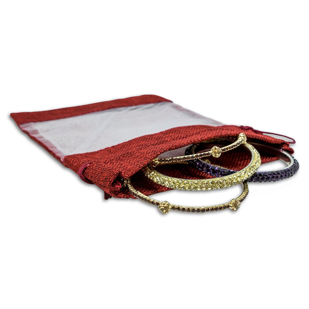 6" x 8" Linen Burlap and Sheer Organza Maroon Gift Bag
