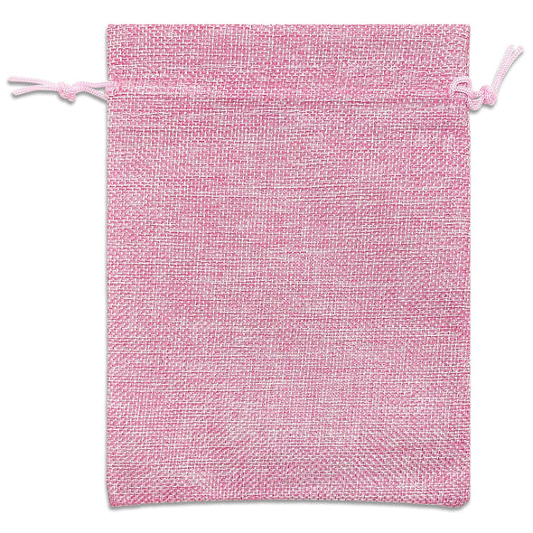 6" x 8" Pink Linen Burlap Drawstring Gift Bags