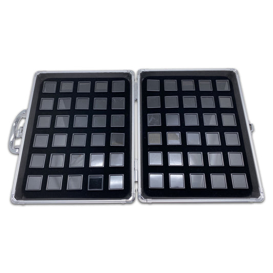 60 Black Gem Boxes with Aluminum Display Case