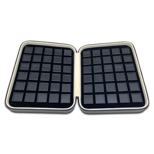 60 Black Gem Boxes with Black Leatherette Display Case